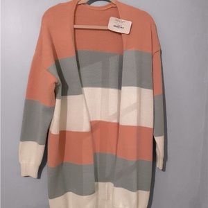 Striped Open-Front Cardigan